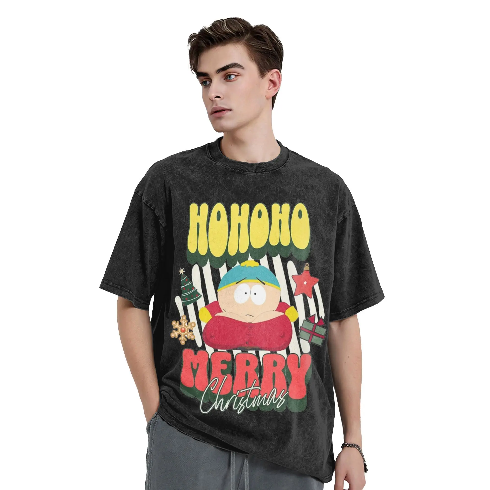 Постиранные футболки с героями мультфильмов South-Parks Ho Ho Ho Cartman, модные футболки в стиле хип-хоп, большие футболки с короткими рукавами и принтом для мужчин и женщин
Постиранные футболки с героями мультфильмов South-Parks Ho Ho Ho Cartman, модные футболки в стиле хип-хоп, большие футболки с короткими рукавами и принтом для мужчин и женщин