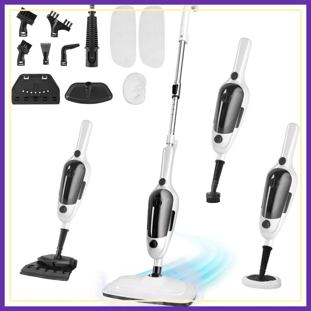 11-in-1 Steam Mop for Home: 15.2oz Tank, 23ft Cord, Detachable Floor Cleaner with 11 Accessories for Hardwood, Tile, Furniture
11-in-1 Steam Mop for Home: 15.2oz Tank, 23ft Cord, Detachable Floor Cleaner with 11 Accessories for Hardwood, Tile, Furniture
