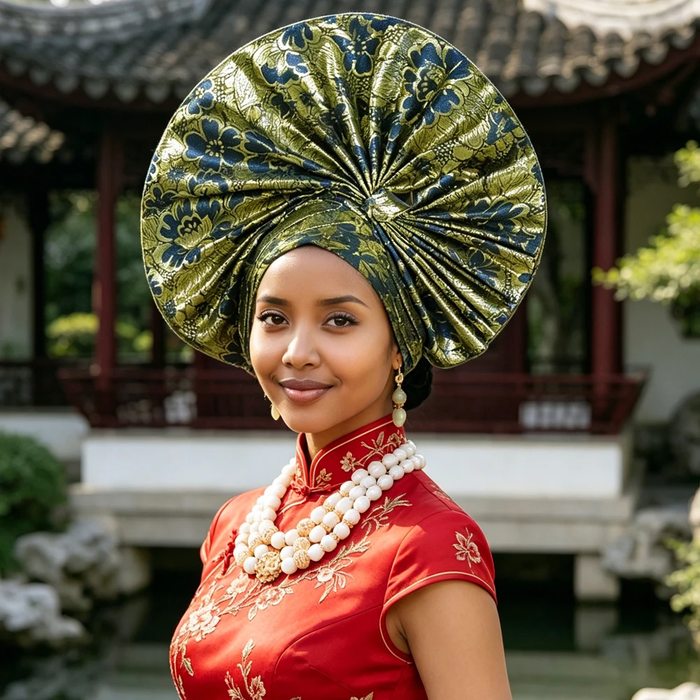 Luxury African Geles Headtie Ready Made Auto Gele Muslim Hijab Turban Wedding Party Nigerian Head Wrap Cap for Women Headpiece
Luxury African Geles Headtie Ready Made Auto Gele Muslim Hijab Turban Wedding Party Nigerian Head Wrap Cap for Women Headpiece