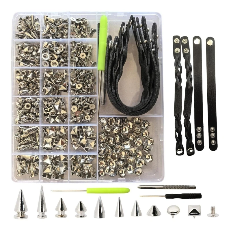 Punk Styles 559 Pieces Decorative Metal Studs Set For Customizing Belts Collars Jackets And Other Leather Goods 55KA
Punk Styles 559 Pieces Decorative Metal Studs Set For Customizing Belts Collars Jackets And Other Leather Goods 55KA