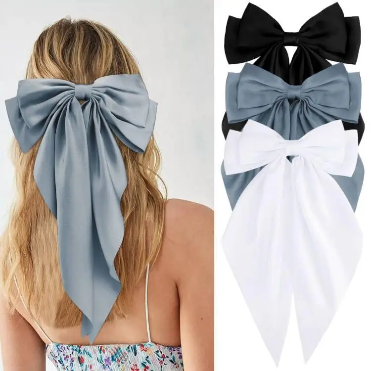 3Pcs Hair Accessories for Women-Black, White, and Navy Blue Oversized Satin Bows with Long TailsandClips-Hair Barrettes Gift Set
3Pcs Hair Accessories for Women-Black, White, and Navy Blue Oversized Satin Bows with Long TailsandClips-Hair Barrettes Gift Set