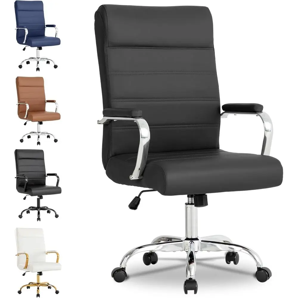 Ergonomic High-Back Home Office Chair with Leather, Adjustable Swivel, Padded Seat and Armrests
Ergonomic High-Back Home Office Chair with Leather, Adjustable Swivel, Padded Seat and Armrests