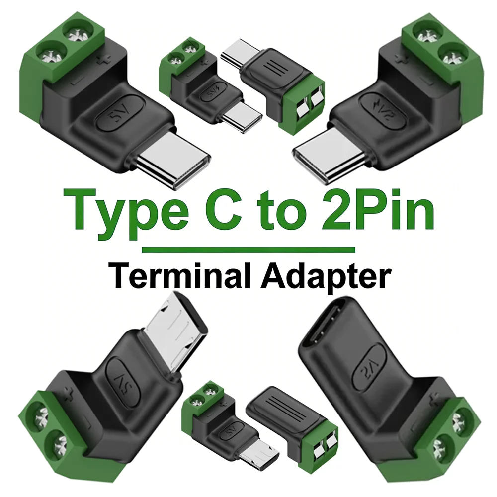 Solderless Plug USB C/Micro Male To 2Pin Terminal Adapter Type-C Female To 2 Pin Crimp Terminal Block Quick Charging Conversion
Solderless Plug USB C/Micro Male To 2Pin Terminal Adapter Type-C Female To 2 Pin Crimp Terminal Block Quick Charging Conversion