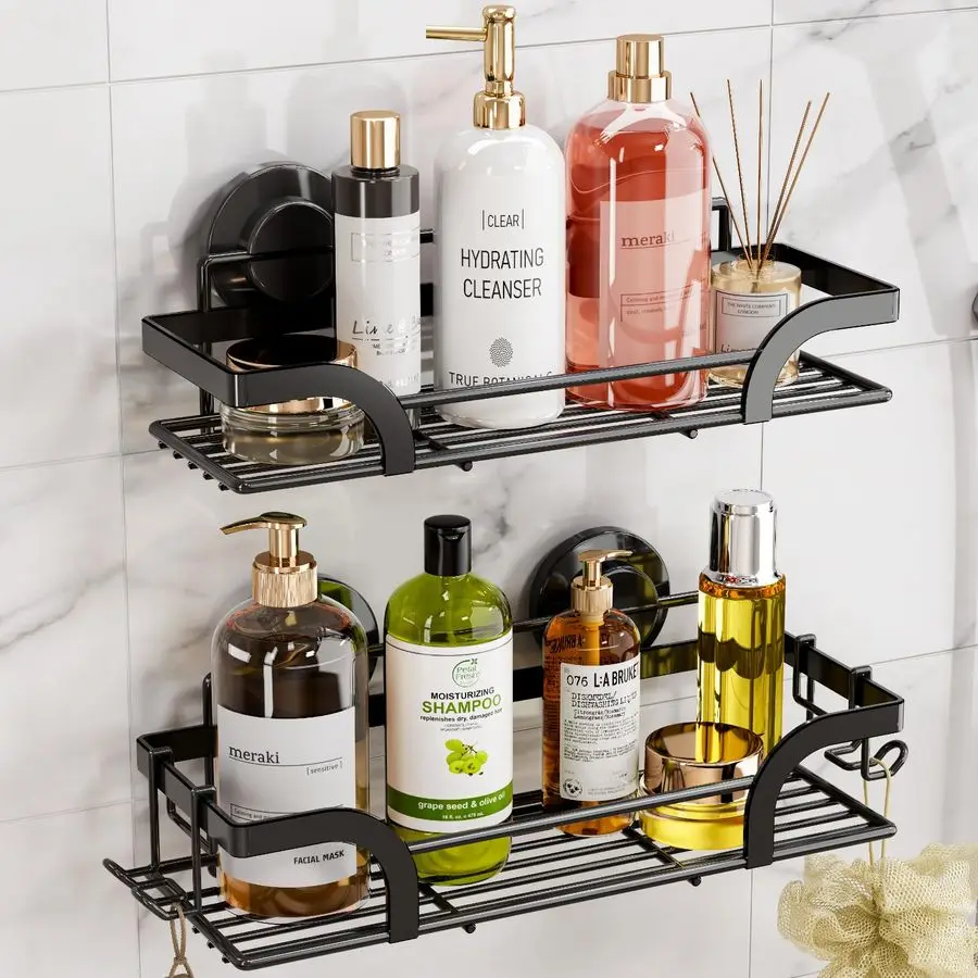 Набор из 2 душевых полок на присосках, черные, нержавеющие, металлические, для ванной комнаты, без сверления, органайзер для хранения
Набор из 2 душевых полок на присосках, черные, нержавеющие, металлические, для ванной комнаты, без сверления, органайзер для хранения