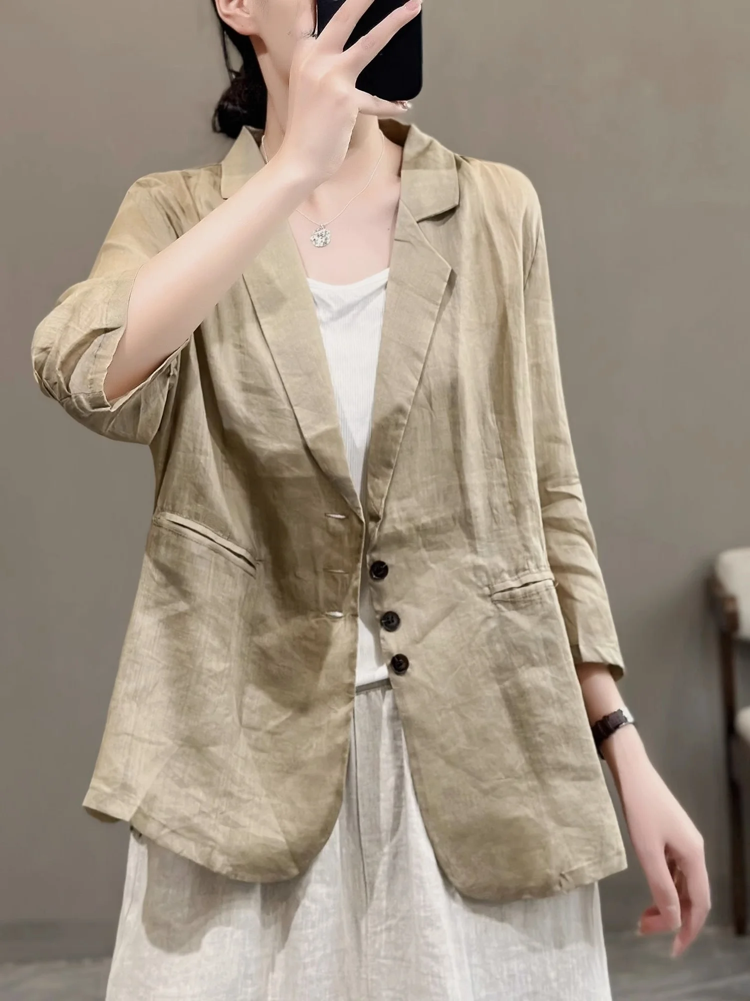 Повседневный костюм из чистого льна и хлопка и льна, женский осенний цвет, свободный крой, длинный топ на пуговицах све
Повседневный костюм из чистого льна и хлопка и льна, женский осенний цвет, свободный крой, длинный топ на пуговицах све