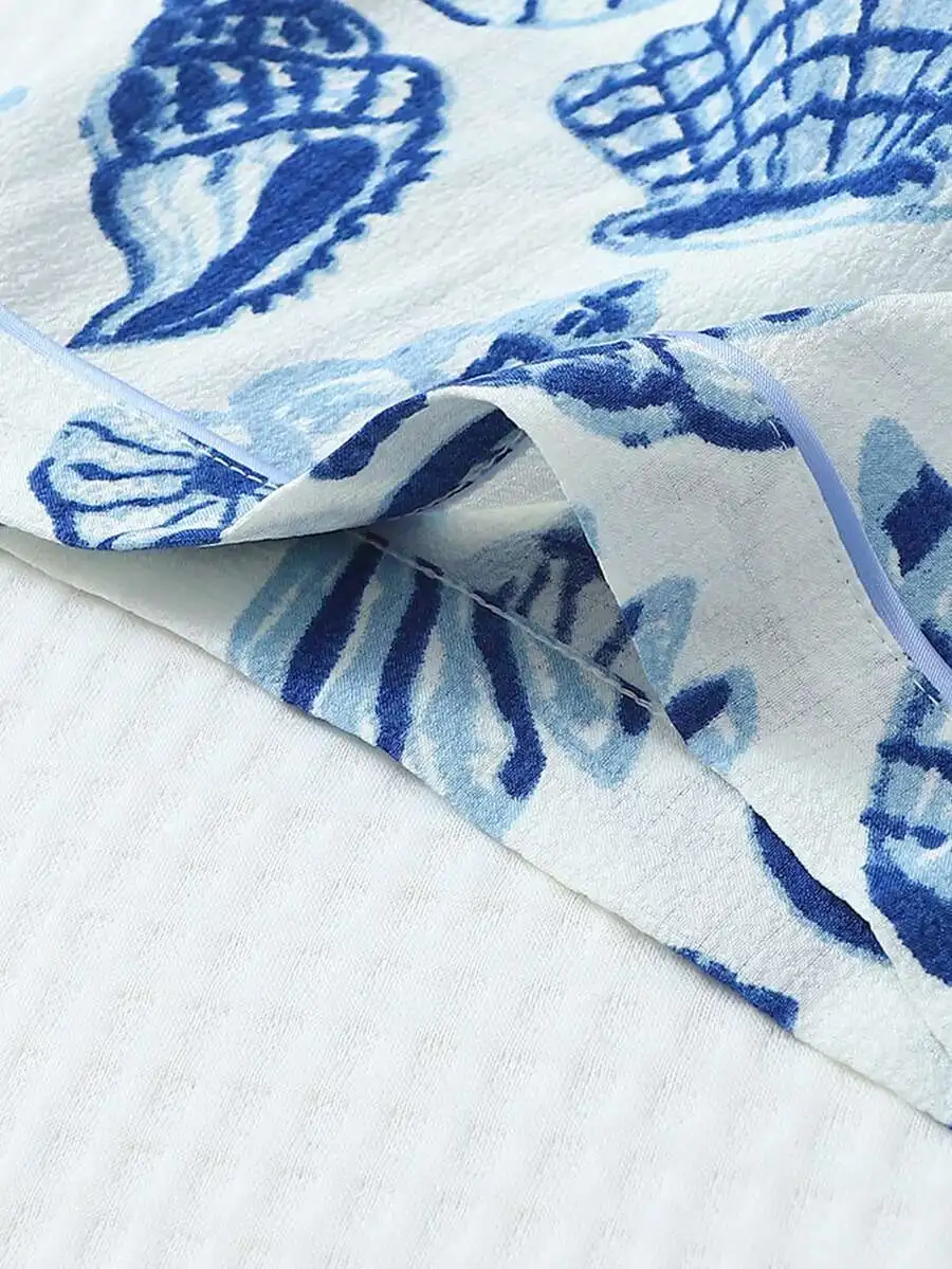 Womens Starfish Shell Conch Print Short Sleeve Sleep Top With Pockets Bow Shorts Pajama Set Light Blue
Womens Starfish Shell Conch Print Short Sleeve Sleep Top With Pockets Bow Shorts Pajama Set Light Blue