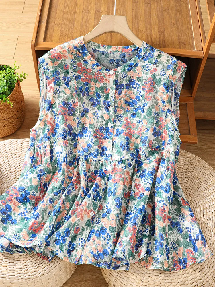 Summer Large Size Women's Floral Print Shirt Artistic Style Versatile Fashionable Breathable Casual Loose Fit Single Button
Summer Large Size Women's Floral Print Shirt Artistic Style Versatile Fashionable Breathable Casual Loose Fit Single Button