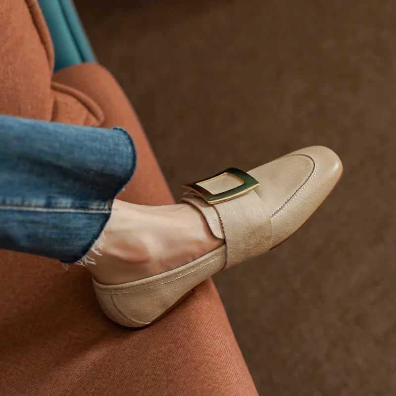 Women Basic Loafers With Buckle Round Toe Casual Loafers Women Slip-On Soft Flats Cowhide Retro Mules For Daily Driving Flats
Women Basic Loafers With Buckle Round Toe Casual Loafers Women Slip-On Soft Flats Cowhide Retro Mules For Daily Driving Flats