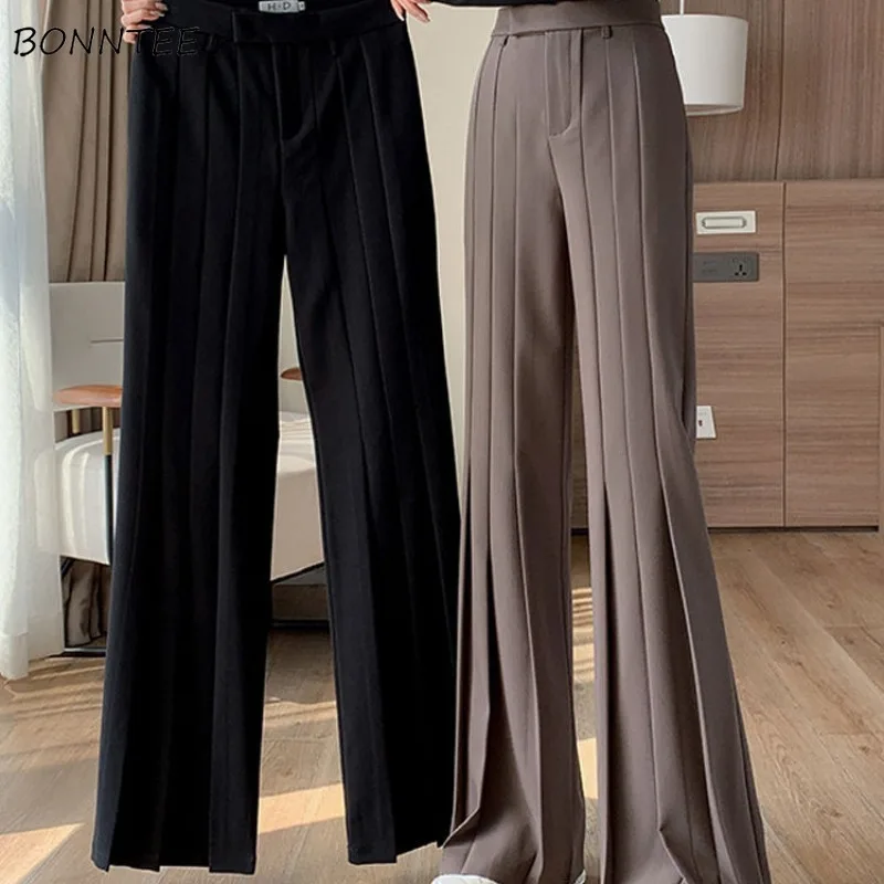 Wide Leg Pants for Women Simple Pleated Design Casual Elegant Ladies Clothing New Chic Spring All-match Full Length Solid Fit
Wide Leg Pants for Women Simple Pleated Design Casual Elegant Ladies Clothing New Chic Spring All-match Full Length Solid Fit