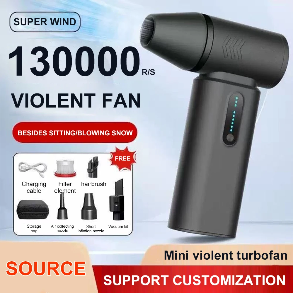 130000RPM 53m/s Car Electric Air Duster Mini Turbo Violent Fan Rechargeable Blower Super Strong Jet Dry Keyboard Cleaning Tools
130000RPM 53m/s Car Electric Air Duster Mini Turbo Violent Fan Rechargeable Blower Super Strong Jet Dry Keyboard Cleaning Tools