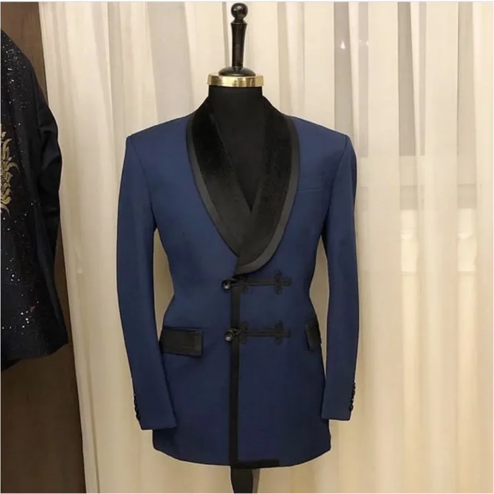 Navy Blue Double Breasted Men Suits 2 Pieces Formal Coat Pant Design Suits Tailor Made smoking masculino Best Man Texdos
Navy Blue Double Breasted Men Suits 2 Pieces Formal Coat Pant Design Suits Tailor Made smoking masculino Best Man Texdos
