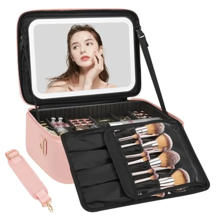 Makeup Bag with LED Mirror, 16.2 Inch Large Professional Makeup Case for Makeup Artists, Travel Portable Cosmetic Organizer Sto
Makeup Bag with LED Mirror, 16.2 Inch Large Professional Makeup Case for Makeup Artists, Travel Portable Cosmetic Organizer Sto