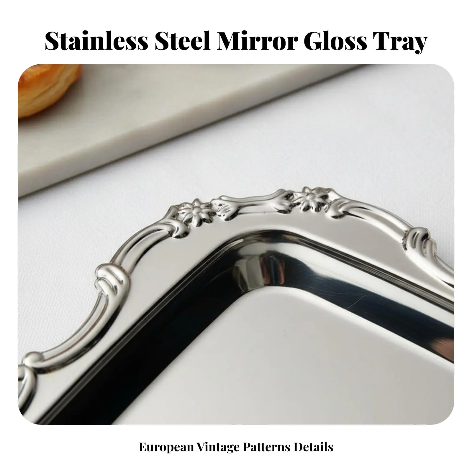 European Design Dessert Plate Mirror Finish Stainless Steel Serving Platter Rectangular Decorative Tray Subtle Luxury Design
European Design Dessert Plate Mirror Finish Stainless Steel Serving Platter Rectangular Decorative Tray Subtle Luxury Design
