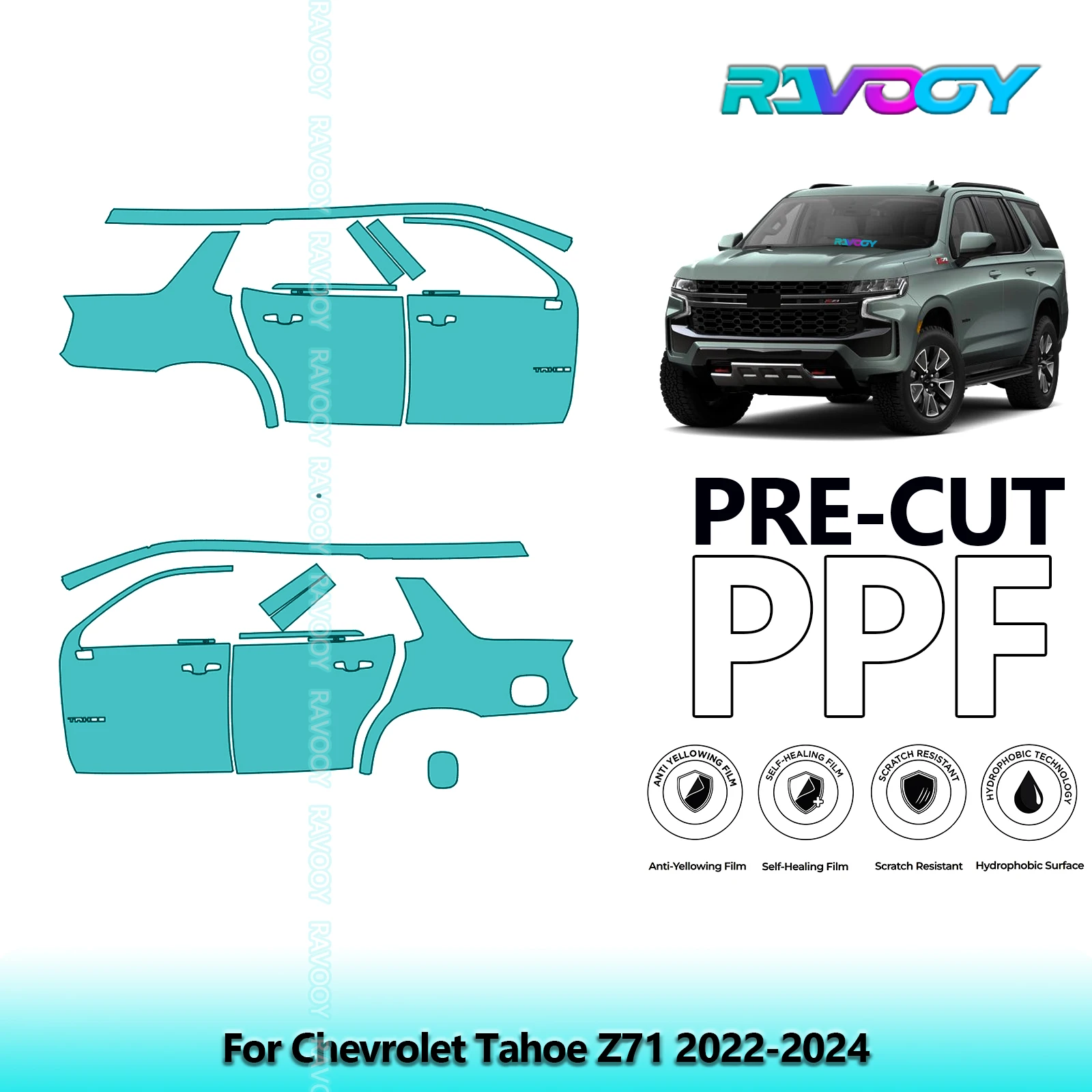 For Chevrolet Tahoe Z71 2022-2024 8.5mil Clear Matte Pre-Cut PPF Door & A/B Pillar Kit TPU Paint Protection Film Set
For Chevrolet Tahoe Z71 2022-2024 8.5mil Clear Matte Pre-Cut PPF Door & A/B Pillar Kit TPU Paint Protection Film Set