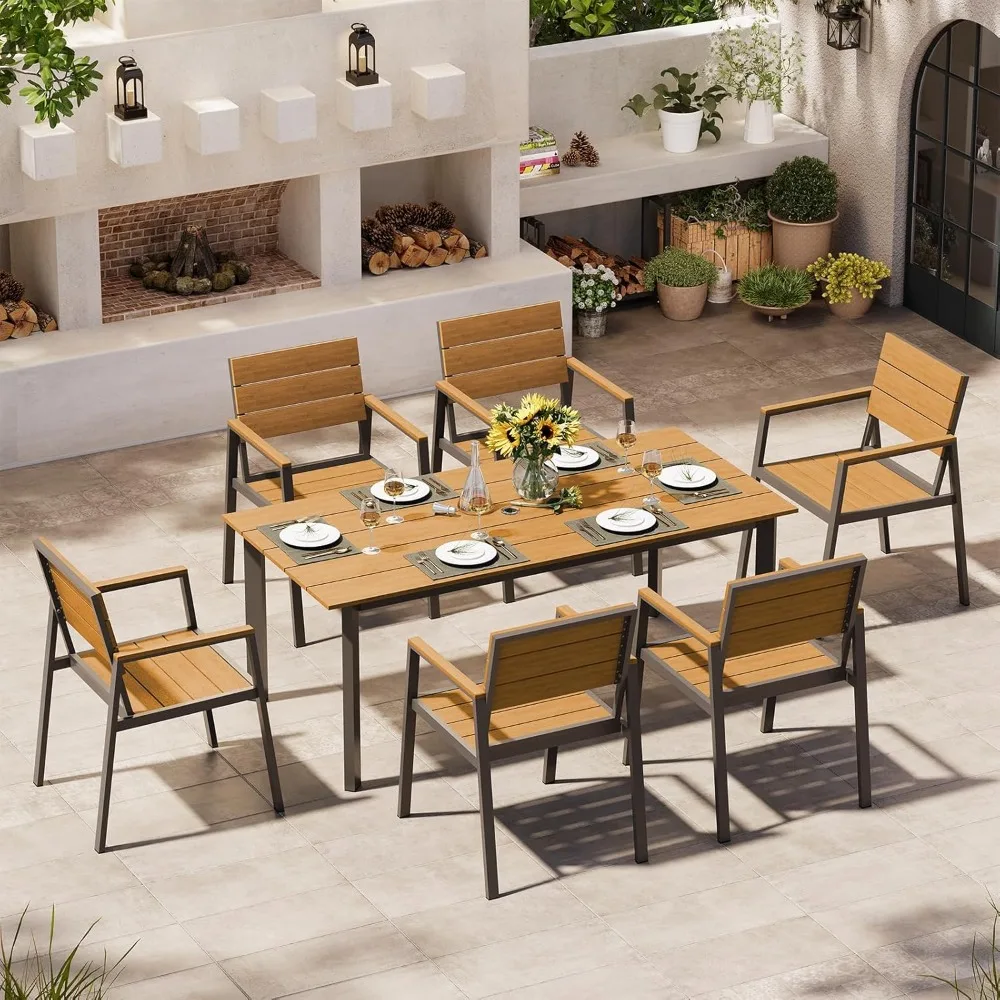 Outdoor Dining Set for 6, Patio Table and Chairs Set with Umbrella Hole, 7 Pieces HDPS Outdoor Furniture Sets for Patio, Garden,
Outdoor Dining Set for 6, Patio Table and Chairs Set with Umbrella Hole, 7 Pieces HDPS Outdoor Furniture Sets for Patio, Garden,