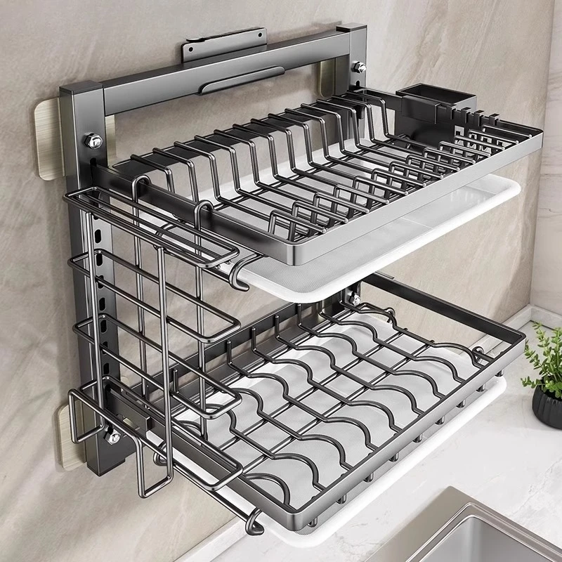 Sturdy Kitchen Wall Mount Dish Rack with Utensil Holder Drying Storage for Plates Cups Cutlery Organizer
Sturdy Kitchen Wall Mount Dish Rack with Utensil Holder Drying Storage for Plates Cups Cutlery Organizer