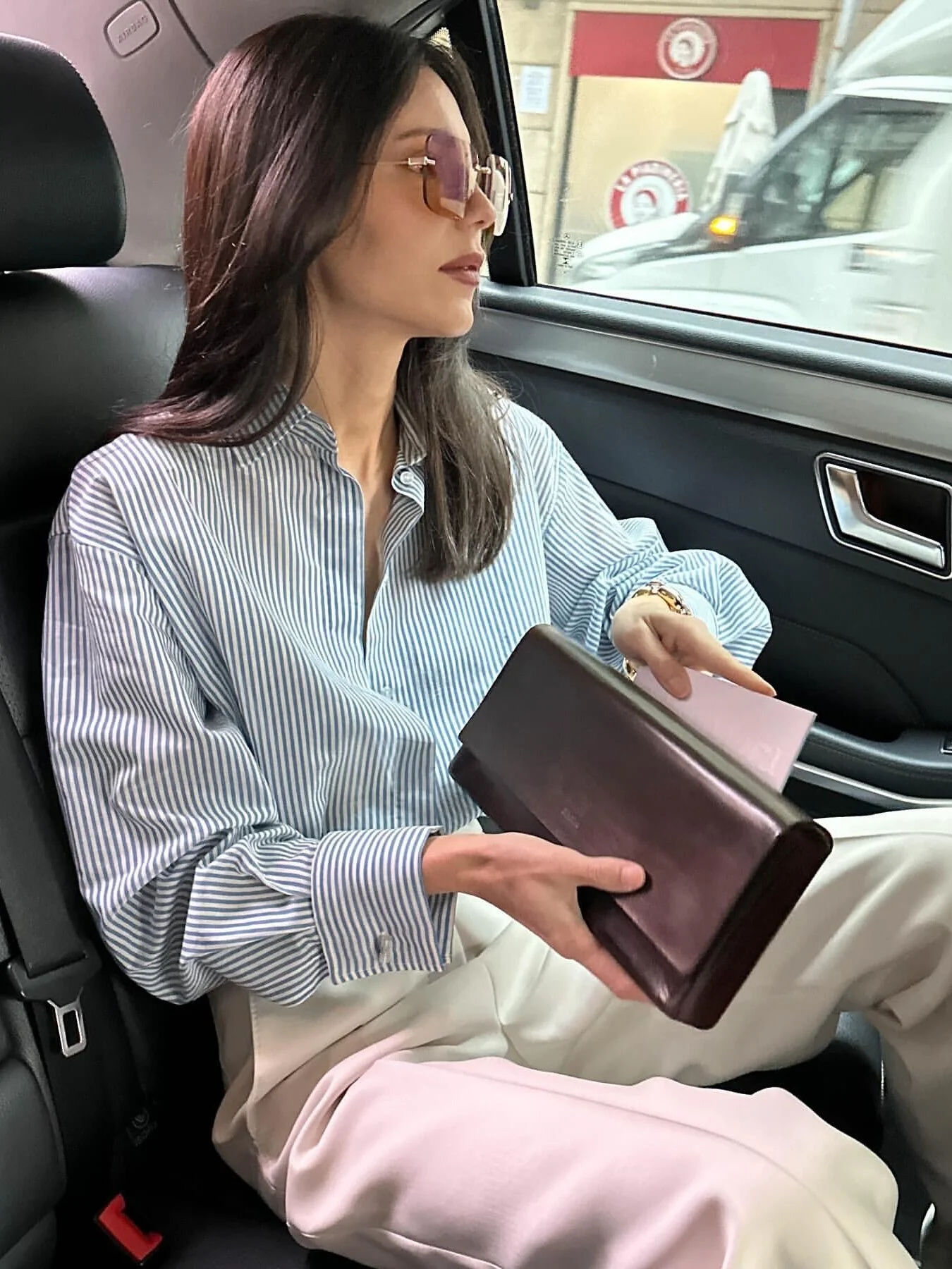 Elegant Blue White Striped Shirt Slim High Waist Straight Leg Pants Business Casual Cotton Trousers for Women
Elegant Blue White Striped Shirt Slim High Waist Straight Leg Pants Business Casual Cotton Trousers for Women