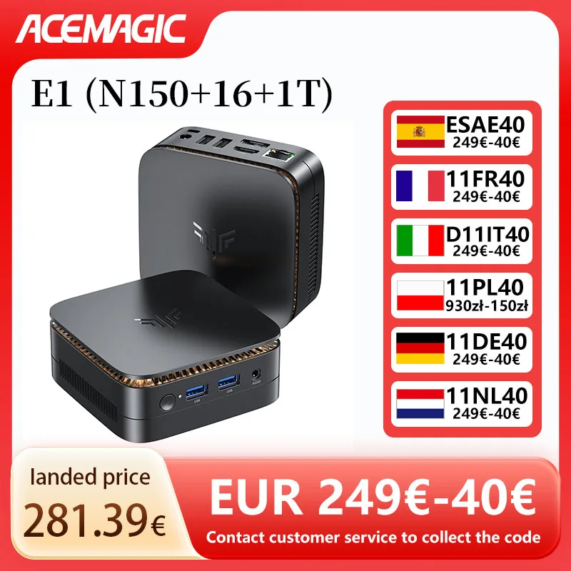 ACEMAGIC Intel N150 Mini PC DDR4 16GB SSD 1TB Max 3.6GHz 11 Pro Desktop 4K Dual Display Mini PC Home Office
ACEMAGIC Intel N150 Mini PC DDR4 16GB SSD 1TB Max 3.6GHz 11 Pro Desktop 4K Dual Display Mini PC Home Office