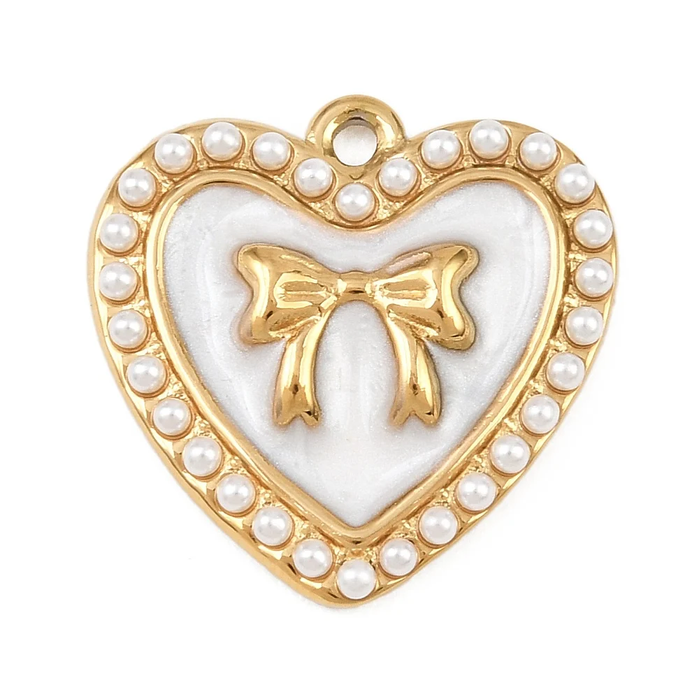 10pcs Golden Stainless Steel Enamel Heart Charm Bow Plastic Pearl Beaded Edge Pendant for Jewelry Making Necklace Earring DIY
10pcs Golden Stainless Steel Enamel Heart Charm Bow Plastic Pearl Beaded Edge Pendant for Jewelry Making Necklace Earring DIY