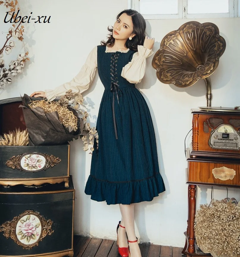 Ubei Vintage dress new false two-piece patched dress long butterfly sleeved French fashion style holiday dress 2Colors
Ubei Vintage dress new false two-piece patched dress long butterfly sleeved French fashion style holiday dress 2Colors