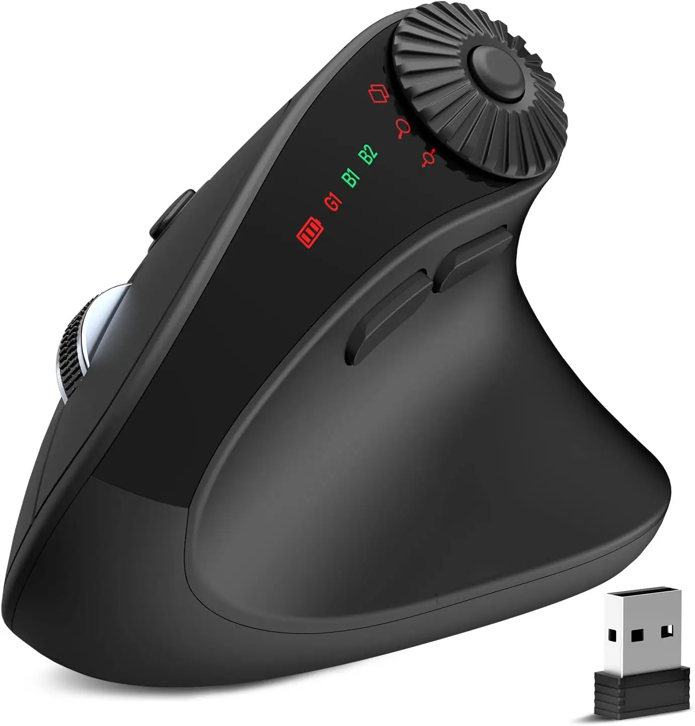 Ergonomic Wireless Mouse with Side Scroll Wheel, 4000 DPI, 8 Buttons for Small to Medium Hands - Black
Ergonomic Wireless Mouse with Side Scroll Wheel, 4000 DPI, 8 Buttons for Small to Medium Hands - Black