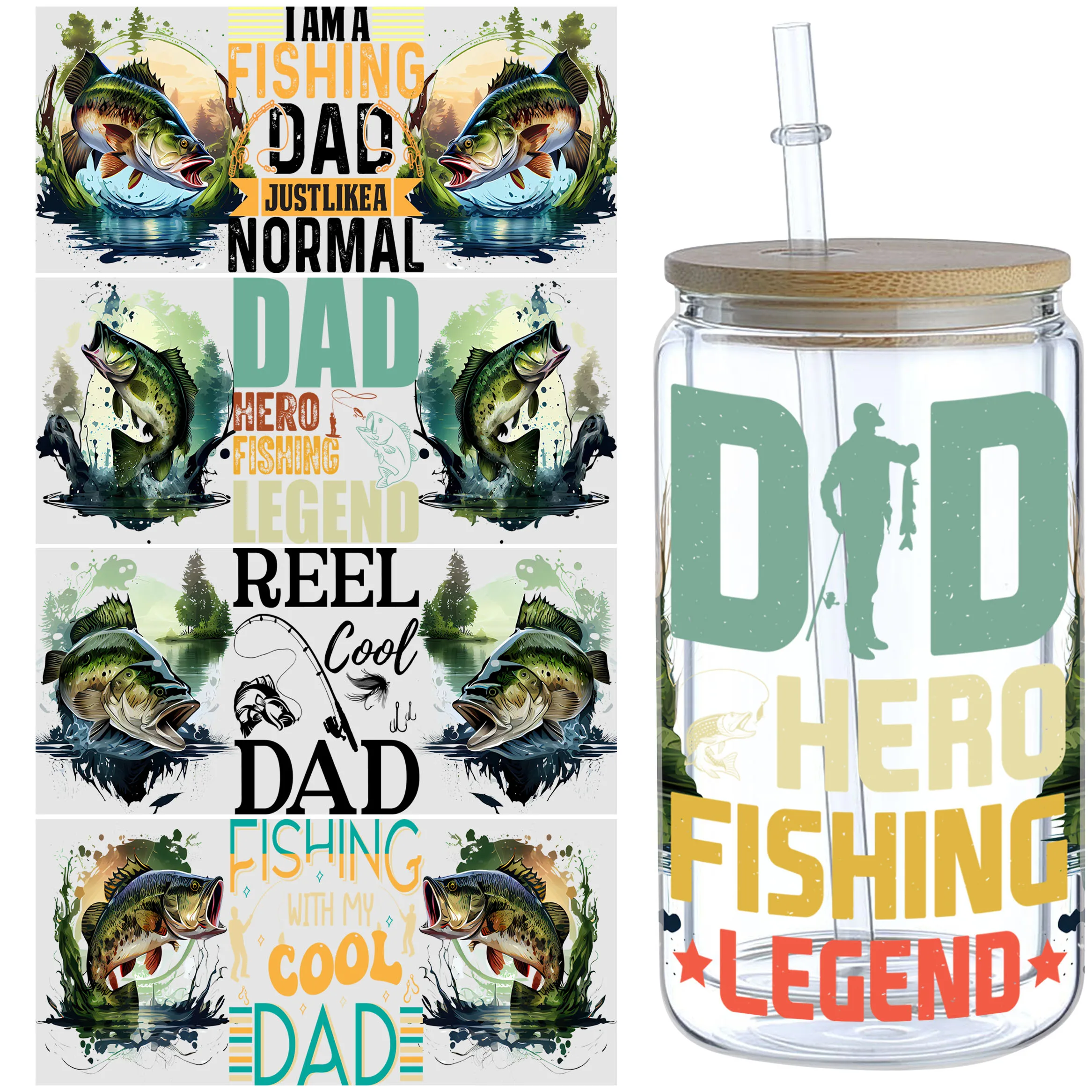 5 Sheets Fishing Dad UV DTF Cup Stickers, Sport DTF Transfer Stickers for Glass, Waterproof Friction Transfers, for 16 oz Glass,
5 Sheets Fishing Dad UV DTF Cup Stickers, Sport DTF Transfer Stickers for Glass, Waterproof Friction Transfers, for 16 oz Glass,