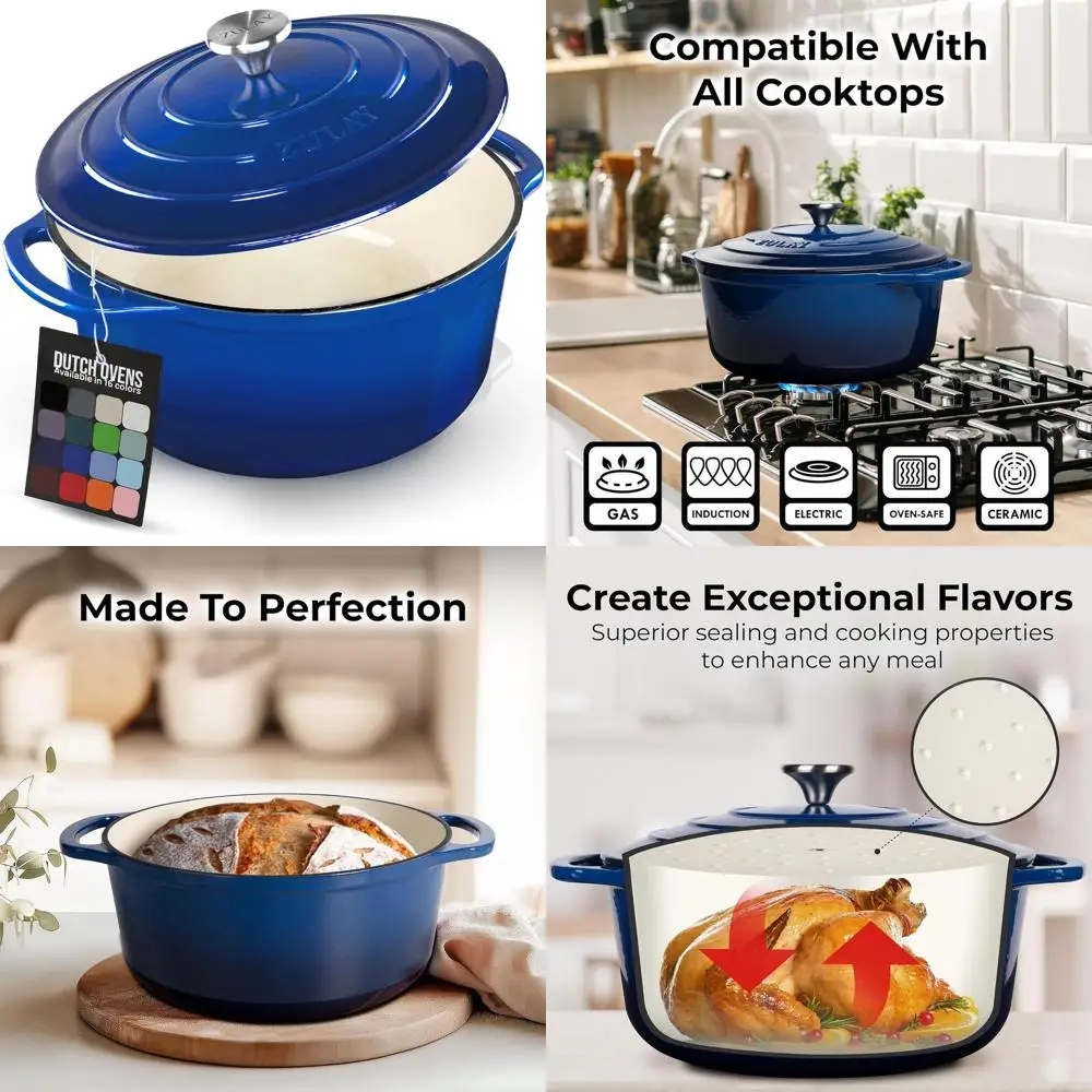 6-Quart Enamel-Coated Cast Iron Dutch Oven with Lid - Oven Safe to 500°F - Durable Cookware for Baking, Stews, Braising, and Roa
6-Quart Enamel-Coated Cast Iron Dutch Oven with Lid - Oven Safe to 500°F - Durable Cookware for Baking, Stews, Braising, and Roa