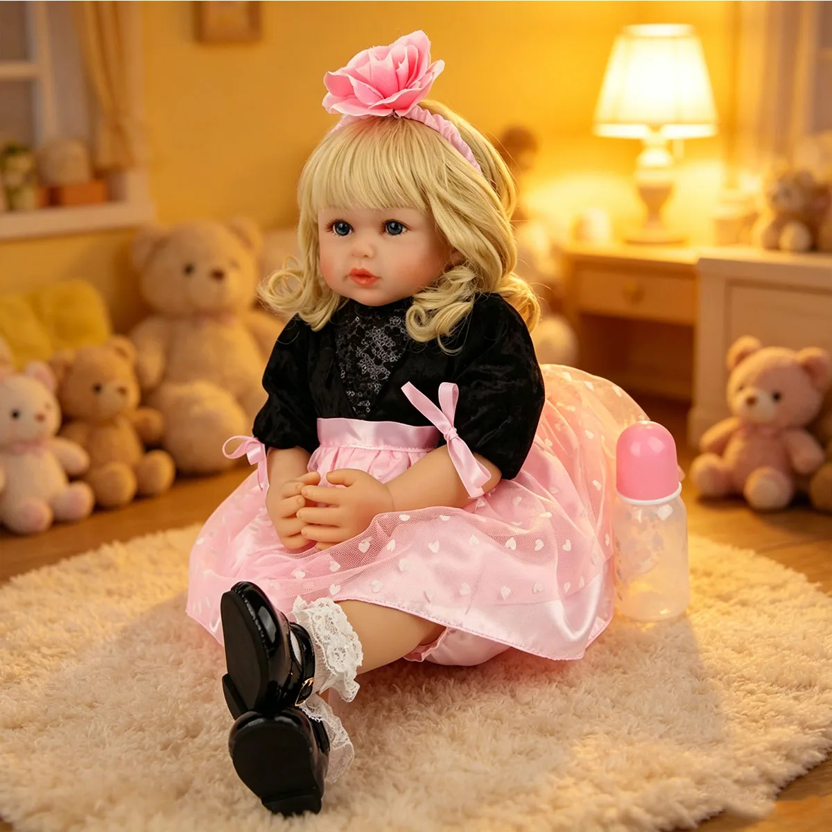 22 Inch Reborn Baby Doll Girl, Realistic Lifelike Toddler Doll with Pink and Black Dress, Soft Silicone Vinyl Handmade Reborn Dolls, Ideal Gift for Kids & Collectors
22 Inch Reborn Baby Doll Girl, Realistic Lifelike Toddler Doll with Pink and Black Dress, Soft Silicone Vinyl Handmade Reborn Dolls, Ideal Gift for Kids & Collectors