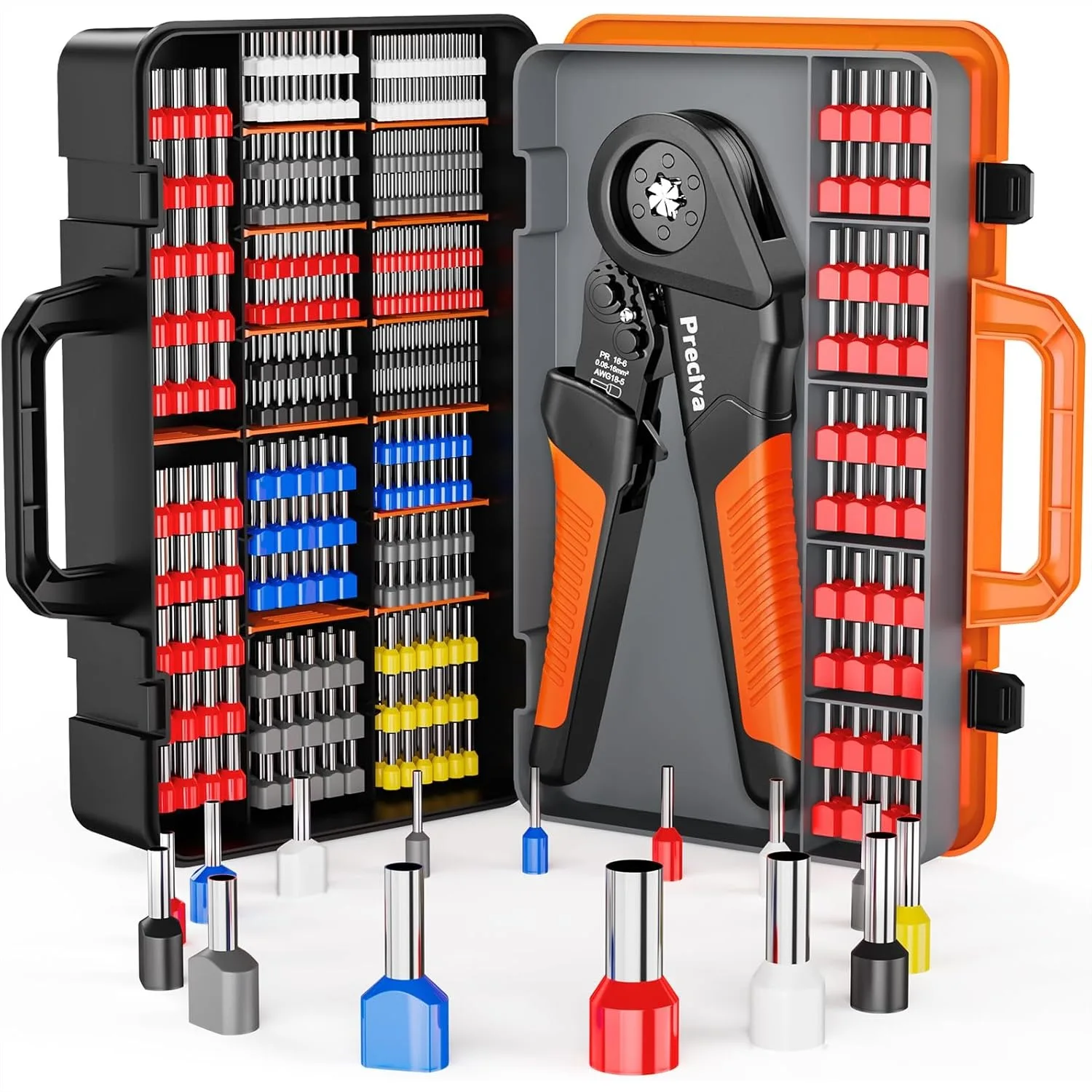 Ferrule Crimping Tool Kit AWG 28-5, Hexagonal Crimper with 950 Single & 350 Twin Ferrules, Self-Adjustable Ratchet
Ferrule Crimping Tool Kit AWG 28-5, Hexagonal Crimper with 950 Single & 350 Twin Ferrules, Self-Adjustable Ratchet