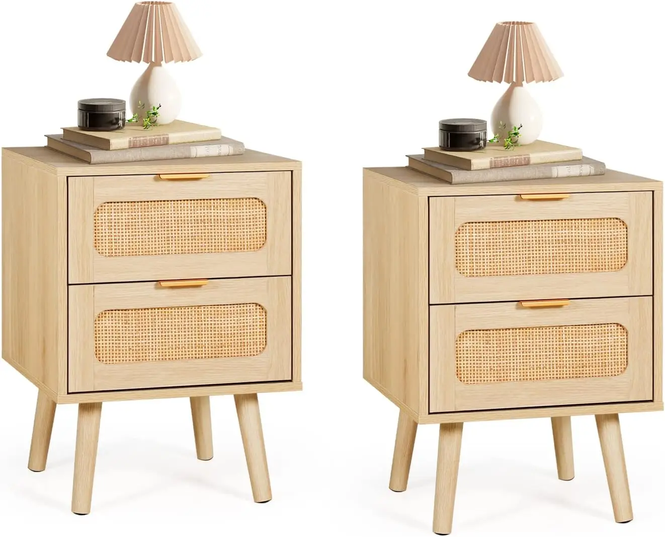 Set of 2 Nightstands Wooden Night Stands with Rattan Drawers Home Bedside End Table for Bedroom (2 Drawers Design)
Set of 2 Nightstands Wooden Night Stands with Rattan Drawers Home Bedside End Table for Bedroom (2 Drawers Design)