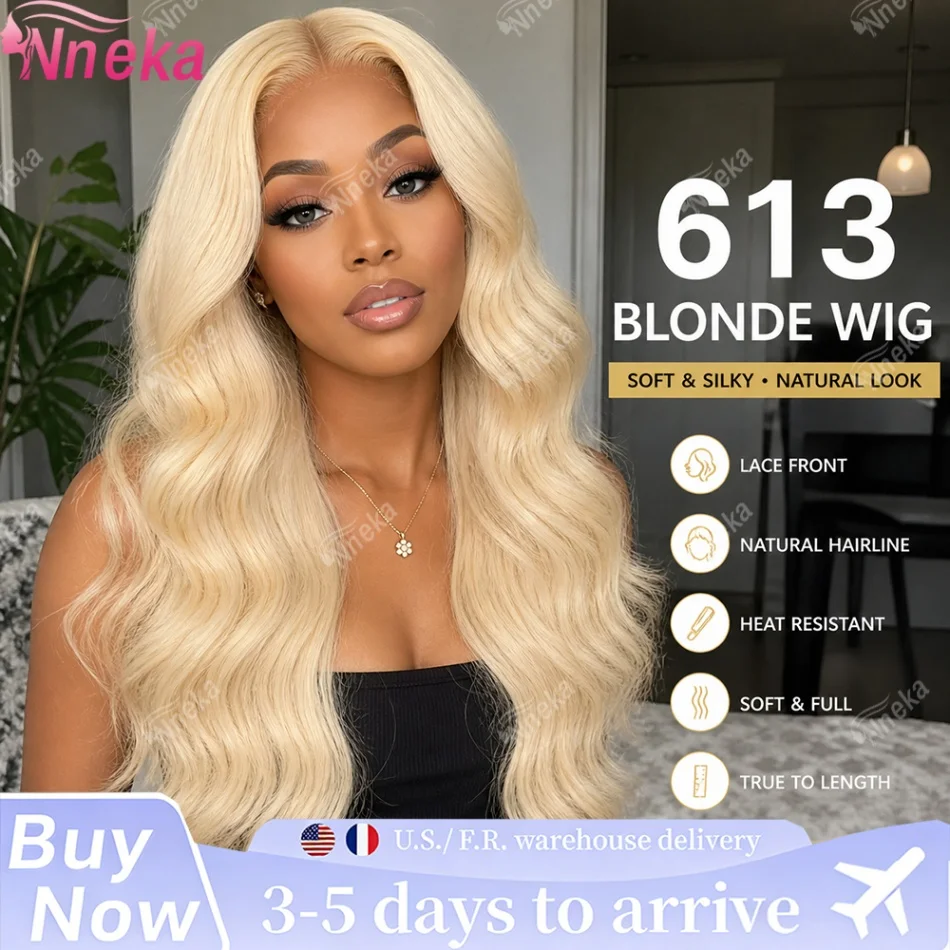 613 13x6 Lace Front Wig Human Hair Body Wave Blonde Lace Frontal Wigs for Women 200 Density Natural Hairline With Baby Hair
613 13x6 Lace Front Wig Human Hair Body Wave Blonde Lace Frontal Wigs for Women 200 Density Natural Hairline With Baby Hair