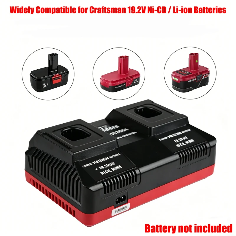 Dual-Port Charging Station Portable Fast Charger Lithium Battery Charger Compatible for Craftsman 19.2V Lithium Ni-CD Batteries
Dual-Port Charging Station Portable Fast Charger Lithium Battery Charger Compatible for Craftsman 19.2V Lithium Ni-CD Batteries