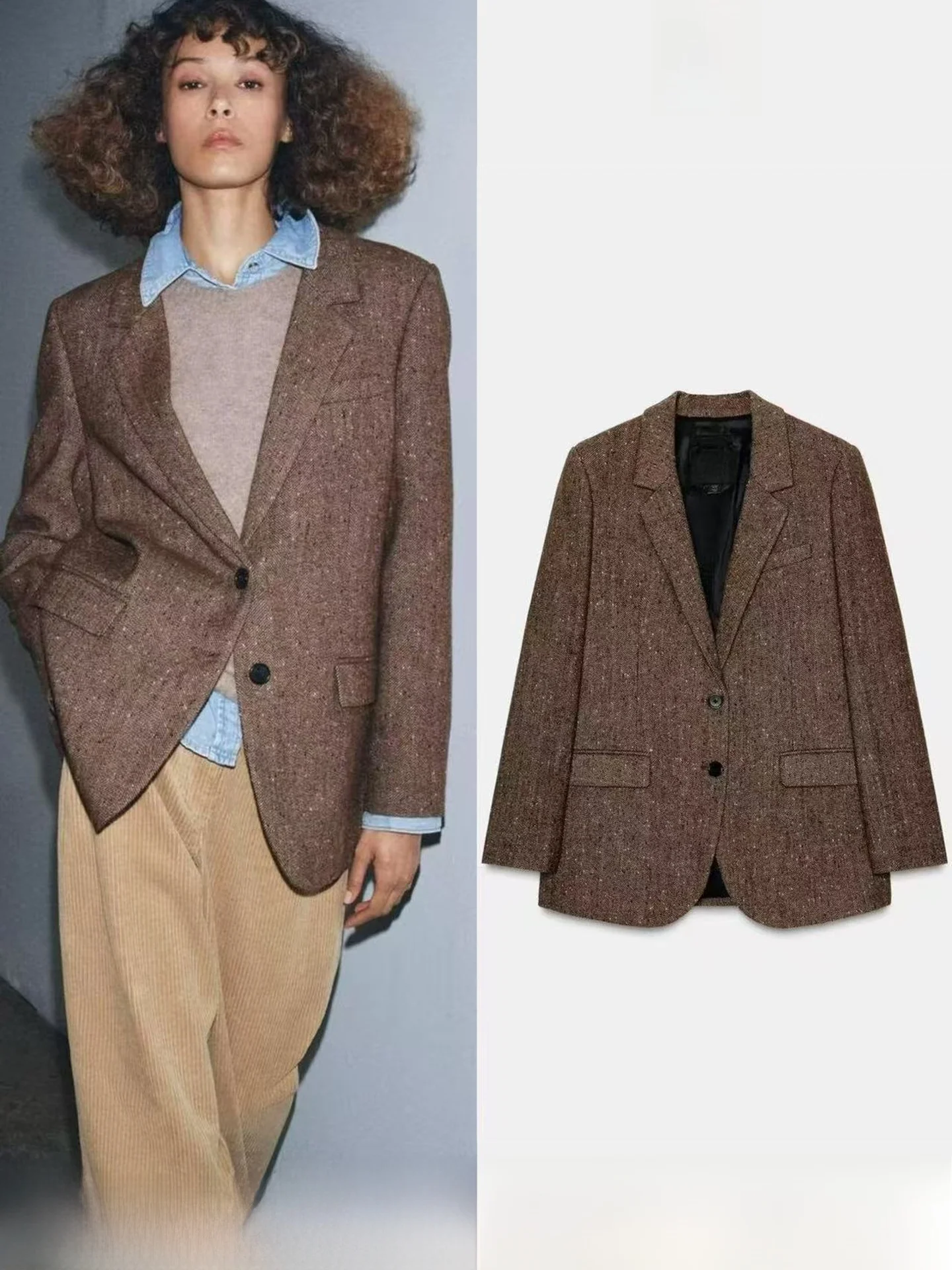 Autumn Winter Women's Casual Vintage Twill Mixed Fabric Jacket Versatile Long Sleeve Thickened Polyester Fiber Blouse
Autumn Winter Women's Casual Vintage Twill Mixed Fabric Jacket Versatile Long Sleeve Thickened Polyester Fiber Blouse