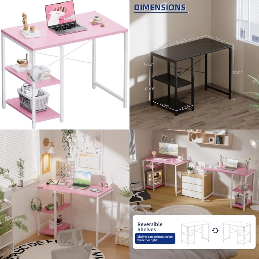 32 Inch Small Computer Desk with Shelves, Home Office Desk with Headphone Hook for Bedroom, Study Writing PC Table for Small Sp
32 Inch Small Computer Desk with Shelves, Home Office Desk with Headphone Hook for Bedroom, Study Writing PC Table for Small Sp