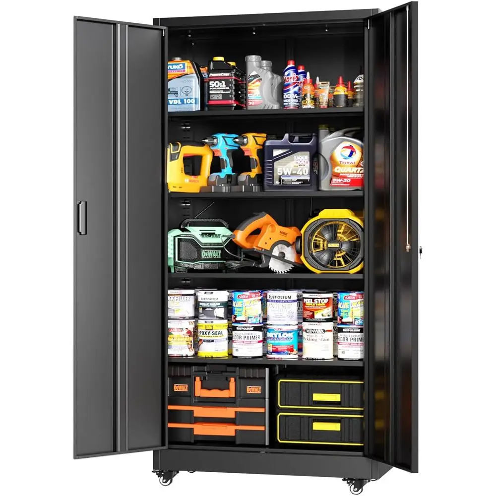 73" Storage Cabinet with Wheels,Metal Rolling Garage Cabinet with Locking Doors and 4 Adjustable Shelves for Home,Kitchen,Office
73" Storage Cabinet with Wheels,Metal Rolling Garage Cabinet with Locking Doors and 4 Adjustable Shelves for Home,Kitchen,Office