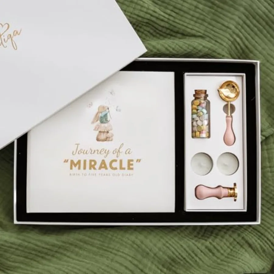 Keepsake Memory Book for Baby Boy or Girl First 5 Years, All-in-One Keepsake Box with Wax Seal Kit and Footprint Kit Included,
Keepsake Memory Book for Baby Boy or Girl First 5 Years, All-in-One Keepsake Box with Wax Seal Kit and Footprint Kit Included,