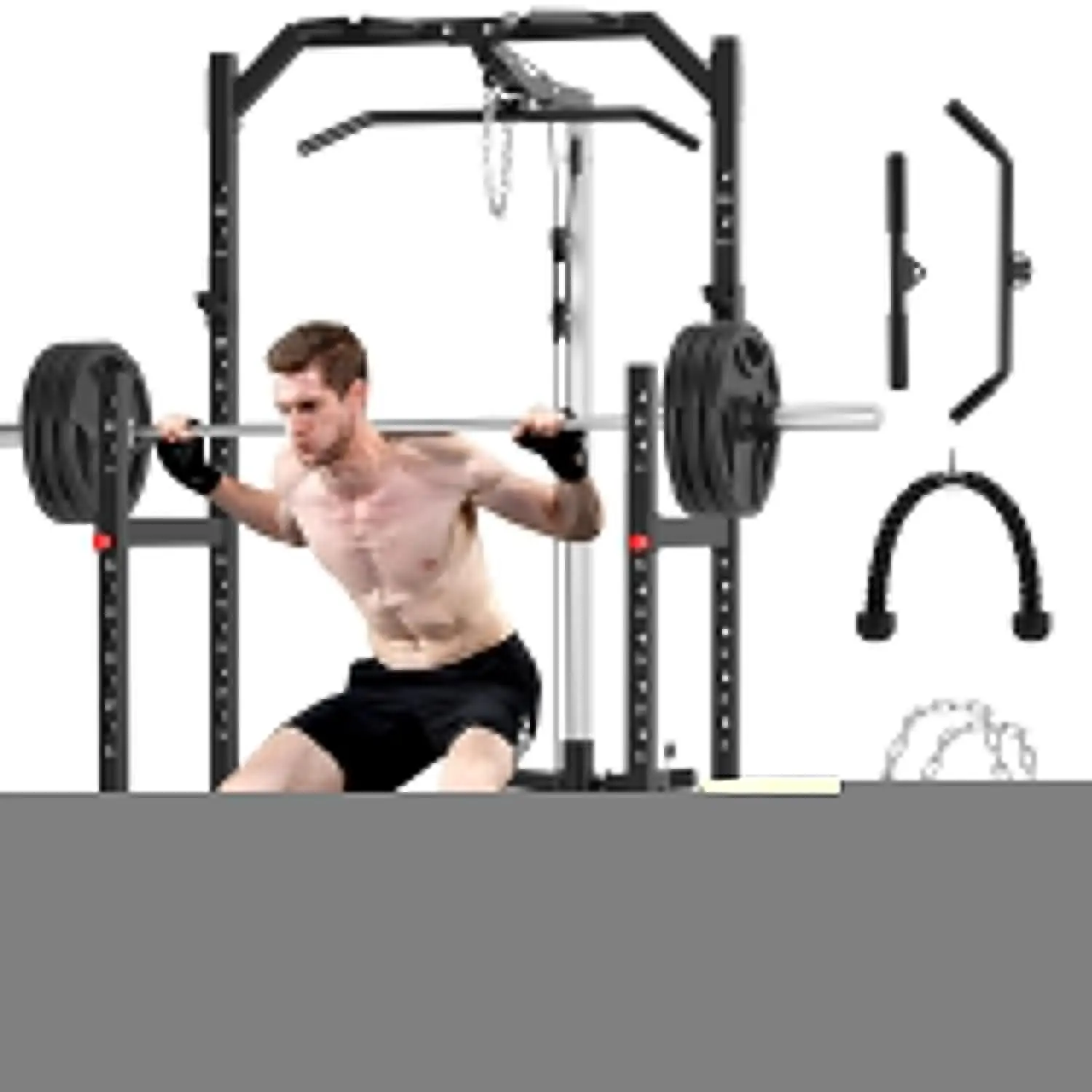 Power Cage, Multi-Function Power Rack with Pulley System Strength Training for Home Gym, Bench Press Squat LAT, Customized