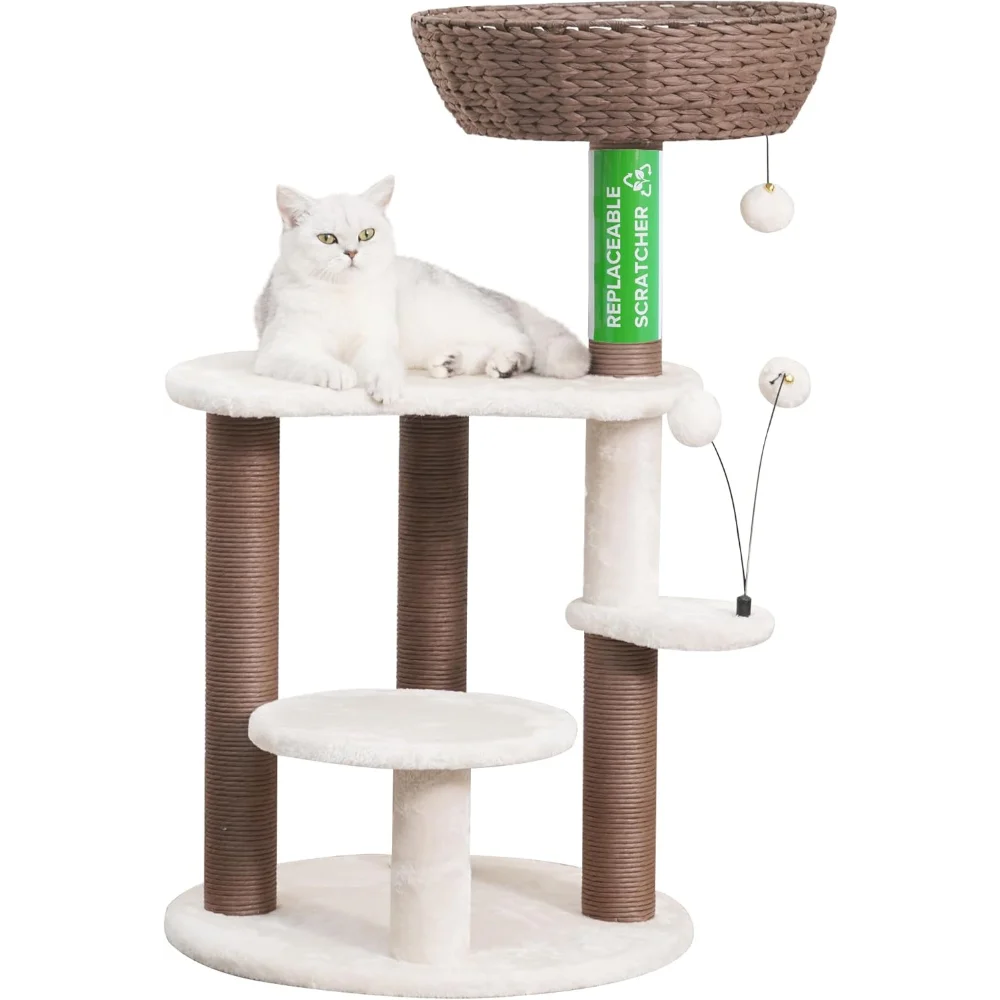 36" High 5 Level Handwoven Cat Tree with Paper Rope Basket Nest Bed and Removeable Washable Curshion, Scratching Posts
36" High 5 Level Handwoven Cat Tree with Paper Rope Basket Nest Bed and Removeable Washable Curshion, Scratching Posts