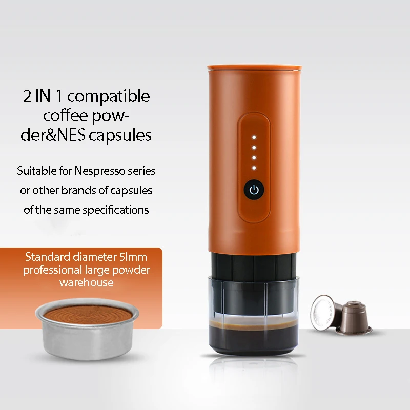 T-Colors portable outdoor Italian coffee machine handheld electric coffee powder capsule dual-use travel car charging
T-Colors portable outdoor Italian coffee machine handheld electric coffee powder capsule dual-use travel car charging