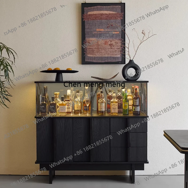 Solid wood glass wine cabinet living room against the wall black storage retro display storage side cabinet
Solid wood glass wine cabinet living room against the wall black storage retro display storage side cabinet