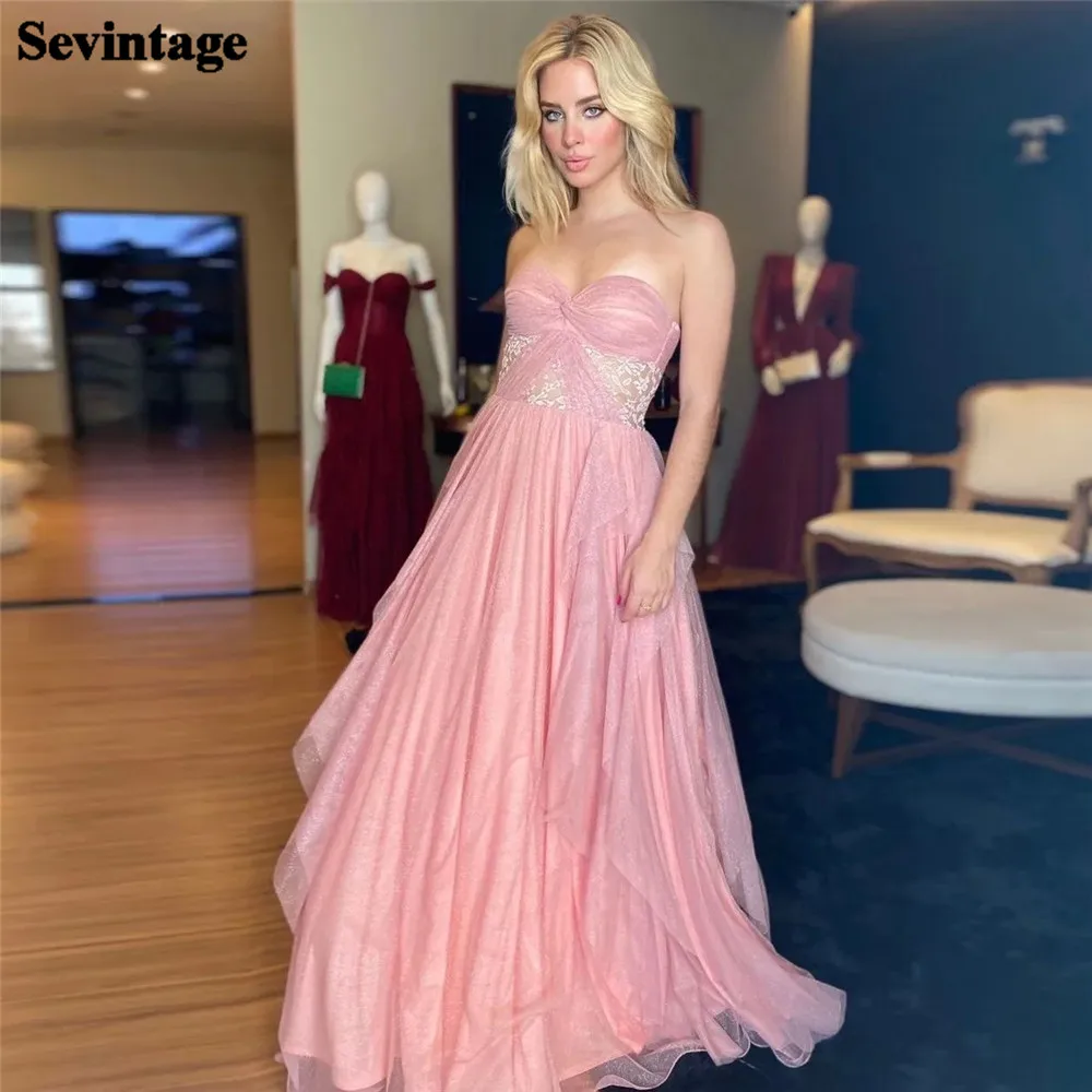 Sevintage Pink Shiny Tulle Long Prom Gowns Women's Special Party Dresses Ruffles Appliques Lace Evening Dress For Bridesmaid
Sevintage Pink Shiny Tulle Long Prom Gowns Women's Special Party Dresses Ruffles Appliques Lace Evening Dress For Bridesmaid