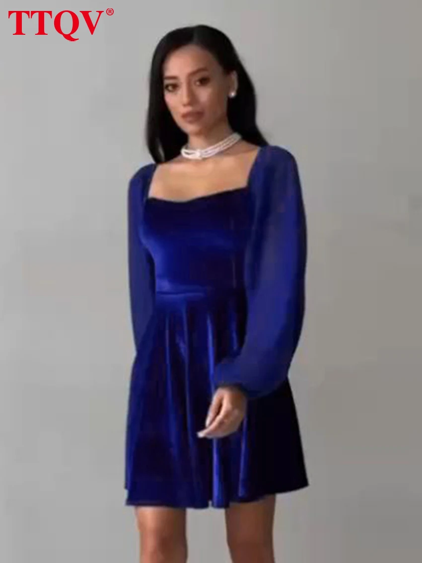 TTQV Fashion Slim Black Velvet Women's Dress 2026 Spring Square Collar Long Sleeve Mini Dresses Elegant Classic Female Dress
TTQV Fashion Slim Black Velvet Women's Dress 2026 Spring Square Collar Long Sleeve Mini Dresses Elegant Classic Female Dress