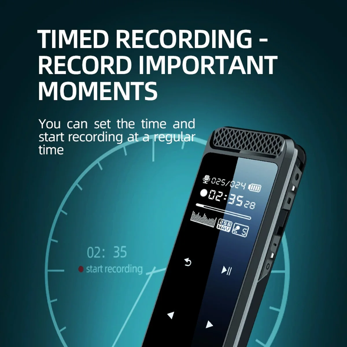 Digital Audio Recorder with Noise Reduction Chip, Long Range 60M 30H Continuous Record A-B Repeat, Music Player, Zinc Alloy Case
Digital Audio Recorder with Noise Reduction Chip, Long Range 60M 30H Continuous Record A-B Repeat, Music Player, Zinc Alloy Case