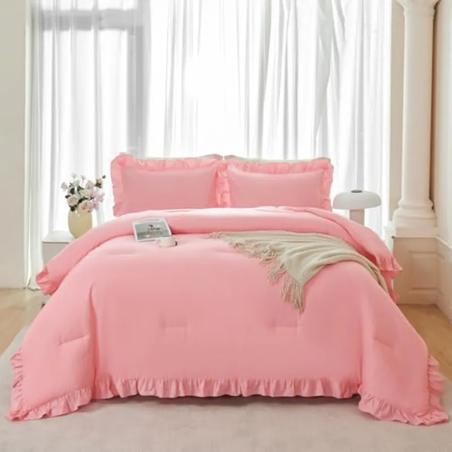 5 Pieces Ruffle Full Bed in A Bag with Sheets Farmhouse Elegant Comforter Set for Girls Teens Shabby Chic All Season Bedding Se
5 Pieces Ruffle Full Bed in A Bag with Sheets Farmhouse Elegant Comforter Set for Girls Teens Shabby Chic All Season Bedding Se