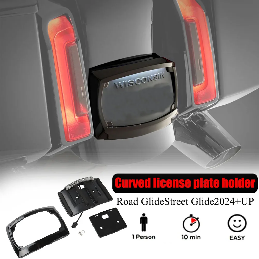Motorcycle Curved License Plate Frame Relocation LED Light For Harley Road Glide ST Electra Glide CVO Street Glide 2023 2024NEW
Motorcycle Curved License Plate Frame Relocation LED Light For Harley Road Glide ST Electra Glide CVO Street Glide 2023 2024NEW