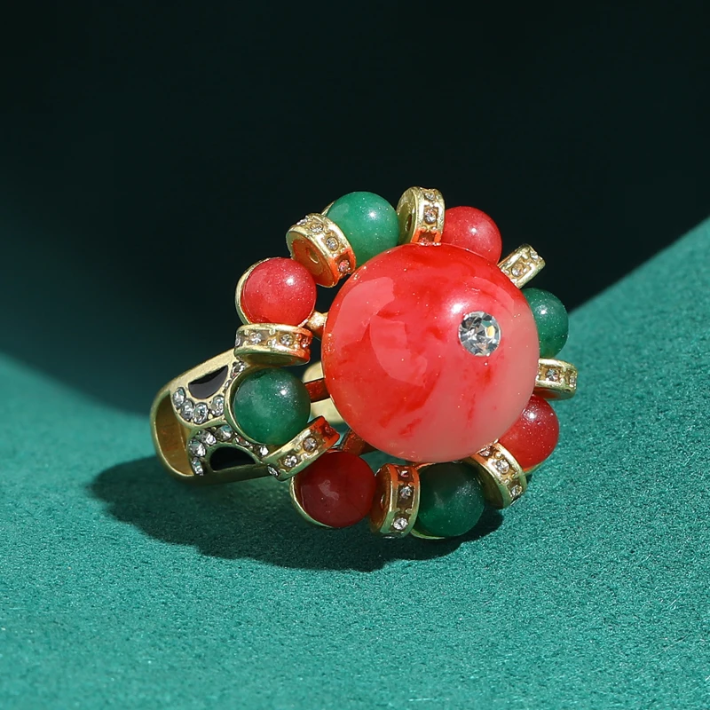 Vintage Red And Green Agate Flower Rings For Woman Large Gold Color Natural Stone Luxury High Quality Jewelry Wedding 2026
Vintage Red And Green Agate Flower Rings For Woman Large Gold Color Natural Stone Luxury High Quality Jewelry Wedding 2026