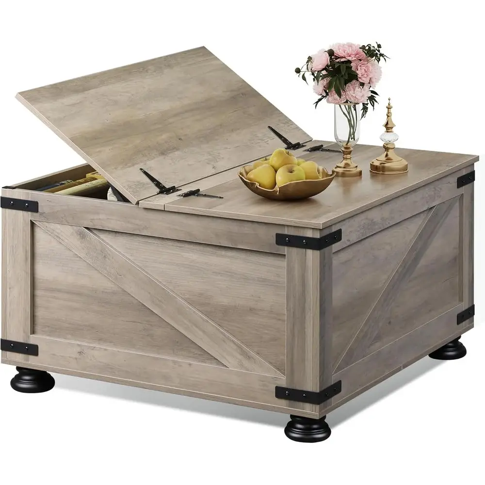 Modern Grey Oak Square Coffee Table with Storage and Lift-Top Lid for Living Room, Bedroom, or Home Office
Modern Grey Oak Square Coffee Table with Storage and Lift-Top Lid for Living Room, Bedroom, or Home Office