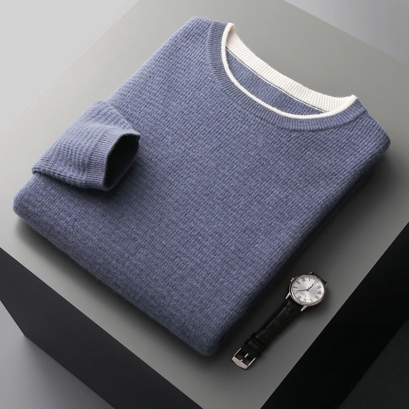Autumn and Winter 100% Pure Wool Sweater Men's Round Neck Color Contrast Top Knitted Thickened Thermal Pullover Two Fake Pieces
Autumn and Winter 100% Pure Wool Sweater Men's Round Neck Color Contrast Top Knitted Thickened Thermal Pullover Two Fake Pieces