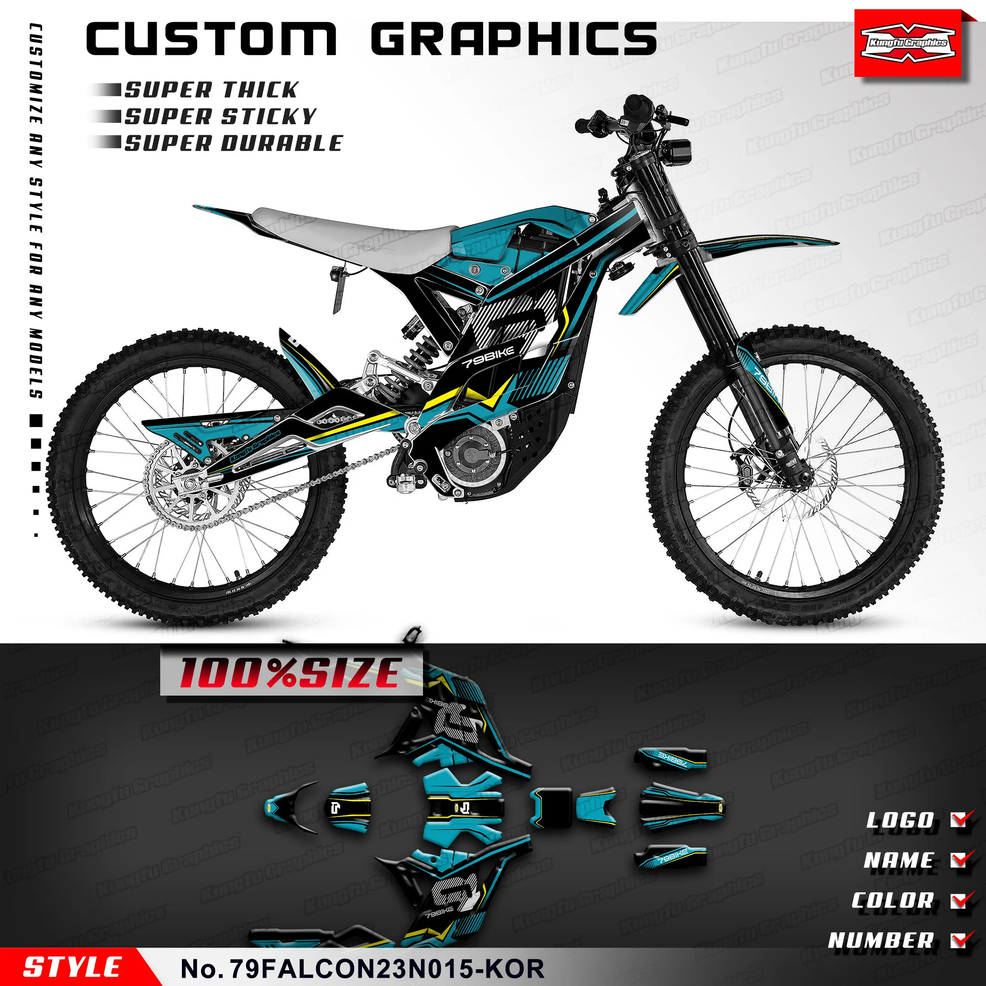 KUNGFU GRAPHICS Dirtbike Graphics Racing Sticker for Electric Dirt Bike 79BIKE Falcon Pro 79 Bike, Rebuild79FALCON23N015-KOR
KUNGFU GRAPHICS Dirtbike Graphics Racing Sticker for Electric Dirt Bike 79BIKE Falcon Pro 79 Bike, Rebuild79FALCON23N015-KOR