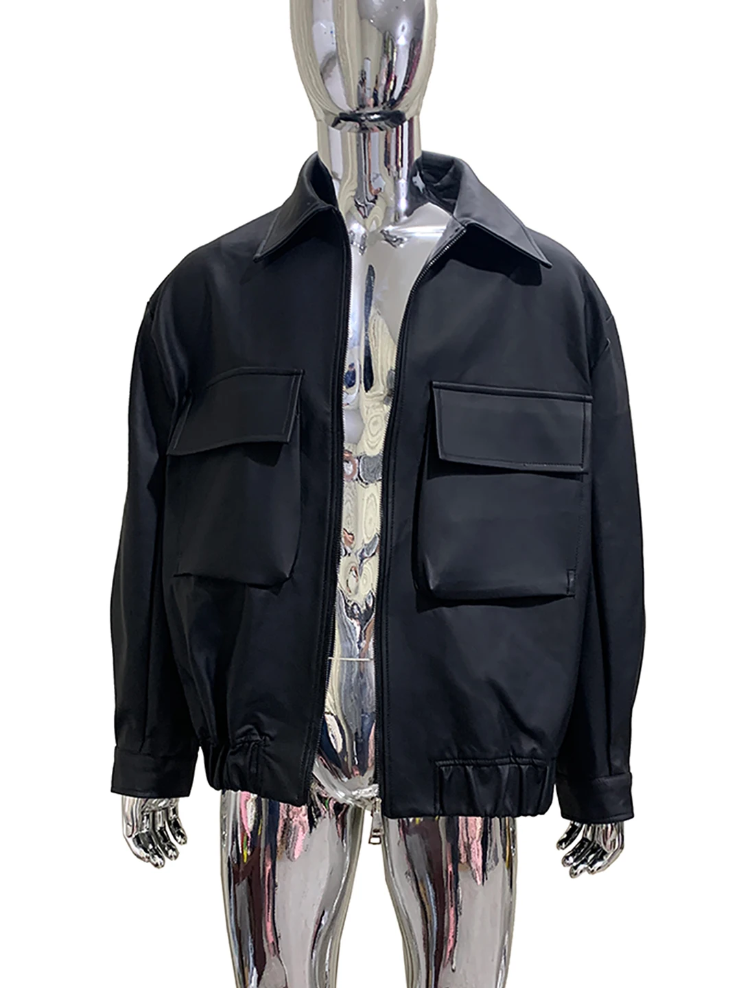Nerazzurri Spring Matte Black PU Leather Jacket Men's Stylish Stand Collar Biker Coat Waterproof Standard Fit Long Sleeve Zipper
Nerazzurri Spring Matte Black PU Leather Jacket Men's Stylish Stand Collar Biker Coat Waterproof Standard Fit Long Sleeve Zipper